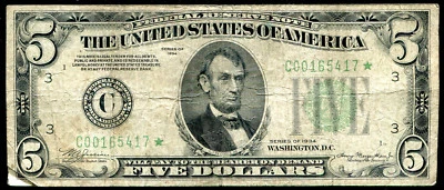 FR. 1955-C* 1934 $5 *STAR* FRN FEDERAL RESERVE NOTE PHILADELPHIA, PA - Image 1 of 2