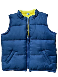 NWOT OLD NAVY Puffy Navy W/Yellow Fleece Lining Outwear Vest Sz 2T Unisex - Picture 1 of 5