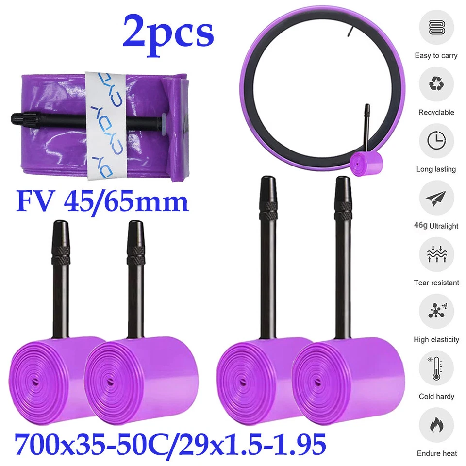 MARKENLOS 2x Ultraleichter 46g Fahrrad-TPU-Innenschlauch 700x35-50C für Rennrad-FV 45/65mm