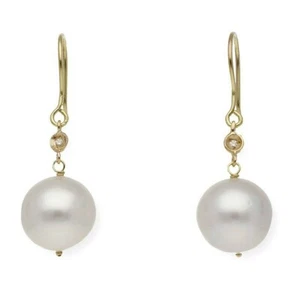Pendientes Perla Australiana De Los Mares Del Sur Diamantes Oro de Ley 18 kt - Imagen 1 de 7