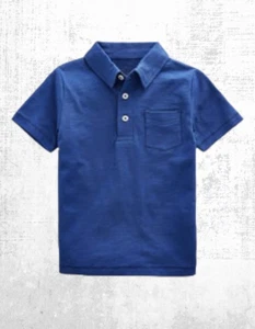 Ex Mini Boden Boy's Short Sleeve Slub Polo Shirt in Blue Cotton - Picture 1 of 3