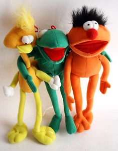 3X VINTAGE SESAME STREET MUPPETS 12" ELASTIC PLUSH FIGURES KERMIT ERNIE BIRD NEW - Picture 1 of 12