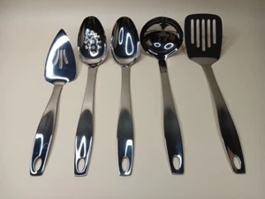 NEW ONEIDA Set of 5 Stainless Steel Utensils Pastry Slotted Spoon Ladle Turner - Picture 1 of 5