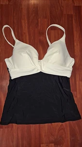 Island Escape Damen schwarz weiß Push-up Tankini Schwimmen Oberteil Badeanzug Gr. 8 - Bild 1 von 2