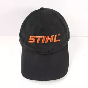 Vintage STIHL Outfitters Black Polyester Snapback Hat Cap with Orange Logo - Picture 1 of 7