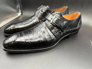 Mezlan Size 13 M Crocodile Black Monk Strap Spain Dress Shoes MEN'S - Picture 1 of 8