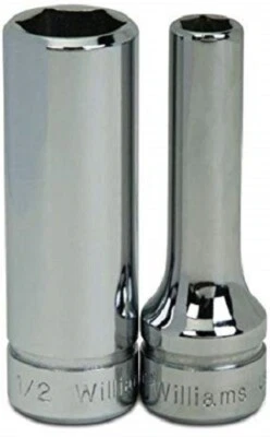 3/8" Drive Deep Sockets, 6 Point, SAE, High-Polished Chrome Finish, Williams - Image 1 of 4