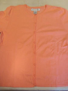 Sutton Studio Womens L Large Shirt Long Sleeve Round Neck Solid Salmon Pink Down - Picture 1 of 7