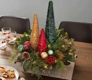 Christmas Table Centrepiece with 35 LED Lights Red Gold 20" (51cm) - Picture 1 of 2