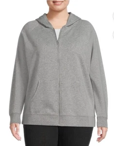 Terra & Sky Women's Full Zip Hoodie Jacket Size 1X Gray Fleece Sweatshirt NWT - Picture 1 of 7