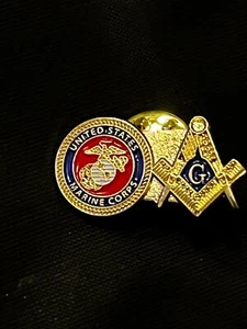 United States Marines Masonic Square Compass Tac Pin Fraternity Master Mason NEW - Picture 1 of 1