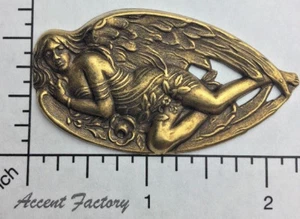 12823 Brass Oxidized Victorian Sleeping Angel Jewelry Finding - Picture 1 of 3