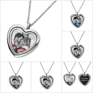Collana ciondolo medaglione cuore cristalli inciso foto e messaggio personalizzato - Foto 1 di 31