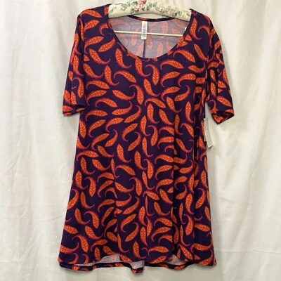 Pullover LuLaRoe púrpura rojo plumas para mujer manga corta perfecto talla T pequeña Foto 1 de 2