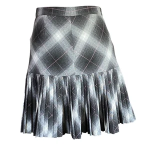 Preppy Club Monaco Womens Size 2 Plaid Pleated Twee Mini Dark Academia Skirt - Picture 1 of 12