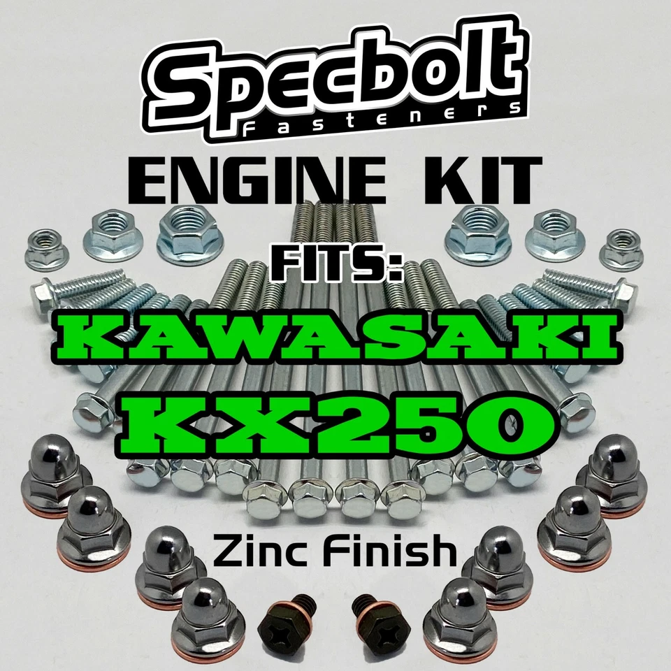 Kit de pernos de motor KX250 para reconstrucción de sujetadores Kawasaki KX 250 Specbolt OE ZINC Foto 1 de 4