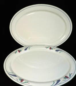 2 LENOX CHINASTONE OVAL PLATTERS (1) POPPIES ON BLUE  (1) BLUE PATTERNS 14" - Picture 1 of 5