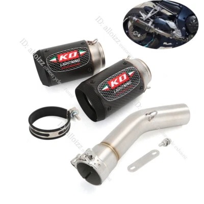 For Yamaha FZ1 Fazer 2006-2015 Exhaust Mid Link Pipe Slip On Carbon 51 Muffler - Image 1 of 4