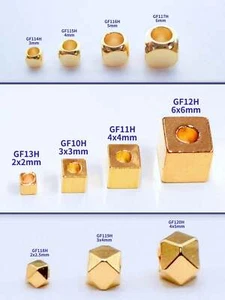 18K Gold Filled Spacer Square Cube Hexagonal Beads,Plain Various Sizes. - Picture 1 of 5