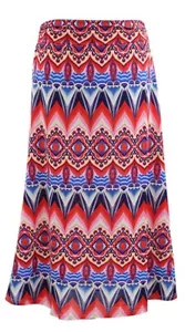 Women's Long Maxi Skirt Casual Fold Over Elastic Waistband Colorful - Picture 1 of 2