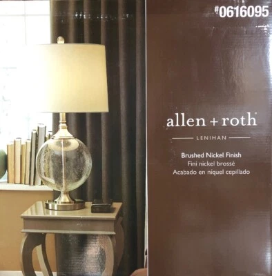 Allen + Roth LENIHAN Table Lamp Glass Brushed Nickel Finish - Image 1 of 3