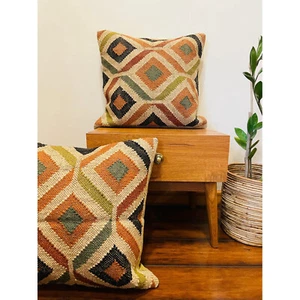 18x18" Geometric Pillow Cover Moroccan Tribal Multicolor Cushion Cover Square - Picture 1 of 5