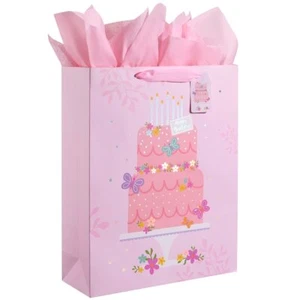 16" Extra Large Gift Bag With Tissue Paper For Girls happy Birthday Cak - Picture 1 of 6