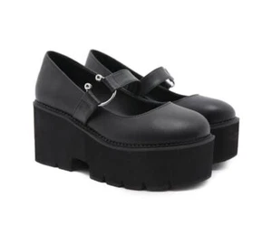 Zapatos de salón Occidente plataforma punta redonda zapatos de mujer Mary Jane tacones bloque hebilla nuevos - Imagen 1 de 12