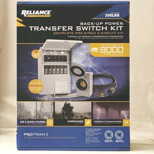 Reliance 306LRK 30Amp BackUp Power Manual Transfer Switch Kit PreWired 6-Circuit - Picture 1 of 3