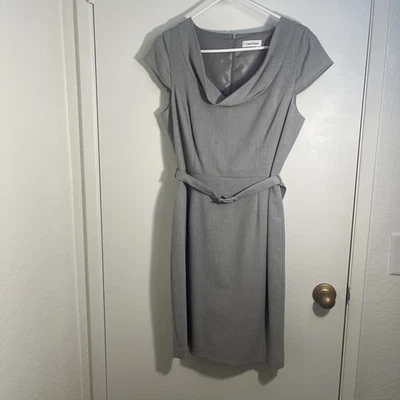 Vestido Calvin Klein Talla 8 Business Work Profesional Gris Claro Forrado Foto 1 de 4