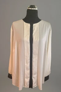 Lauren Ralph Lauren Black Detail Cream Blouse Long Sleeve Size 2X - Picture 1 of 8