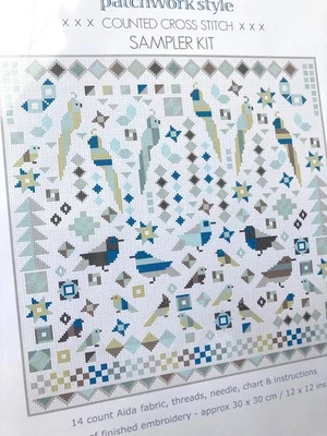 Counted Cross Stitch Kit BIRDS PATCHWORK-STYLE SAMPLER Aida 14 Riverdrift House - Image 1 of 4
