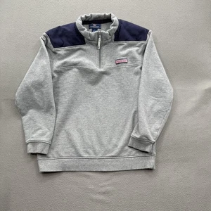 Vineyard Vines Shep Shirt Sweatshirt Herren Large grau marine Viertelreißverschluss Baumwolle - Bild 1 von 8