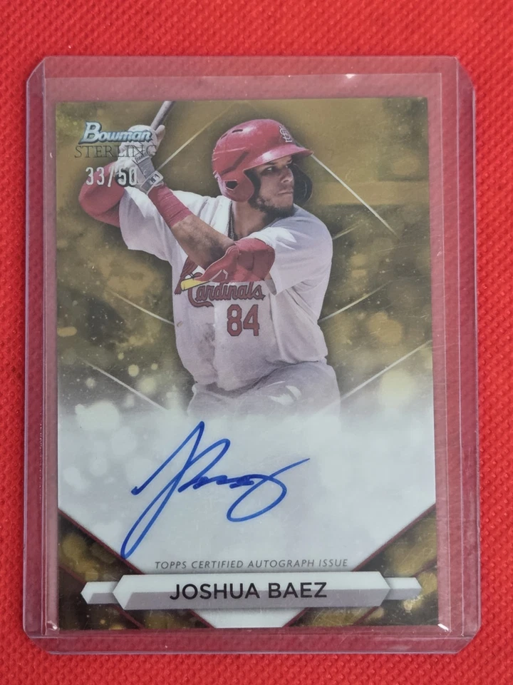2023 BOWMAN STERLING AUTO JOSHUA BAEZ GOLD REFRACTOR #/50 - Image 1 of 1