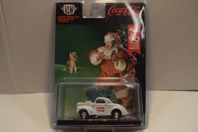2021 M2 Machines Coca-Cola 1941 WILLYS COUPE GASSER Christmas Edition  white NEW - Image 1 of 3