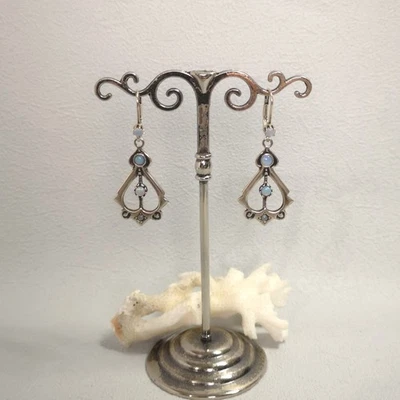 Jugendstil Opal Ohrringe Opalschmuck Vintage Retro antik Sterling Silber 925/- - Bild 1 von 4