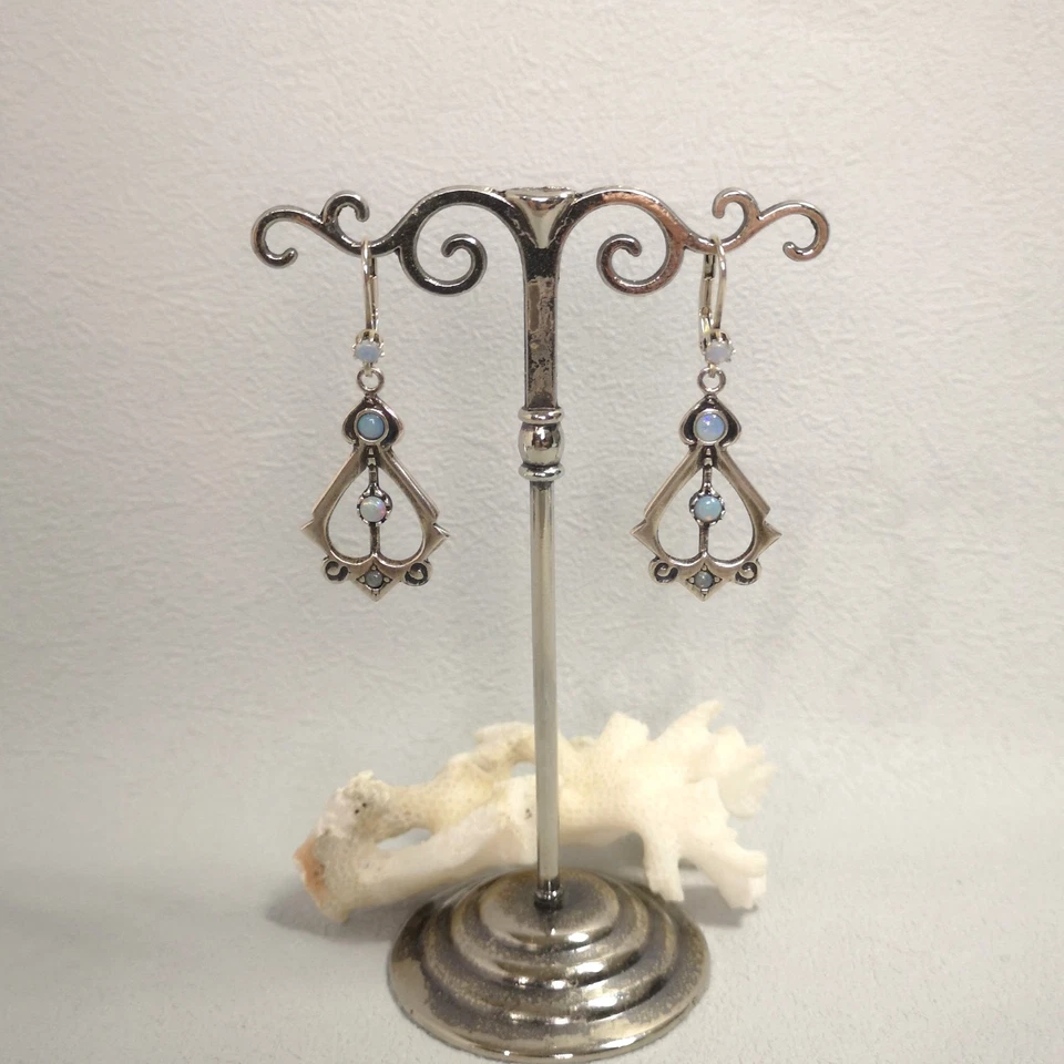 Jugendstil Opal Ohrringe Opalschmuck Vintage Retro antik Sterling Silber 925/- - Bild 1 von 4