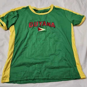 T-shirt Guyana top slogan stile country bandiera verde giallo rosso Sud America XS - Foto 1 di 4