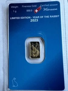1g Goldbarren Argor Heraeus Hase Limitierte Edition/ Neu - Bild 1 von 2