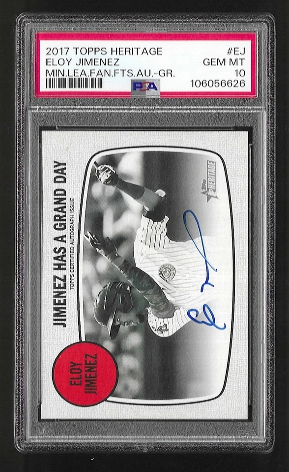2017 Topps Heritage Fantastic Feats autógrafo Eloy Jimenez RC novato PSA 10 #/25 - Imagem 1 de 1