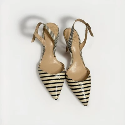 Vince Camuto Barlowe Striped Leather Slingback Pre-loved Heel Size 6 / 36 - Image 1 of 4