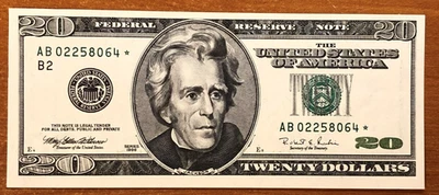 1996  $20 Dollar Federal Reserve STAR Note "Round Head Design" - Uncirculated - Image 1 of 3