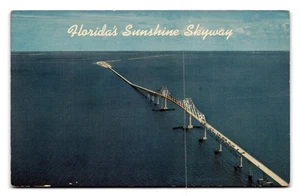 Vintage Florida Sunshine Skyway Bridge Postcard 1960s Scenic View - Picture 1 of 2
