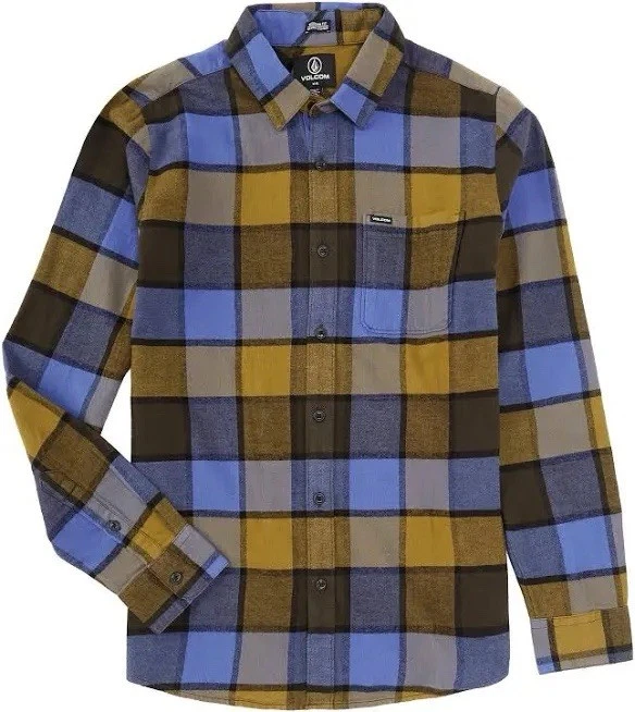 Volcom Men’s Flannel Modern Fit Caden Plaid Button Up Rinsed Black LS Size M - Image 1 of 1