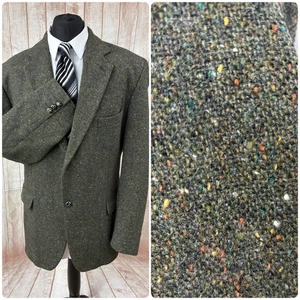 Herren Irish Tweed Sakko Blazer Foxford Wolle 44” 46” lang Vintage fleckig grün - Bild 1 von 17