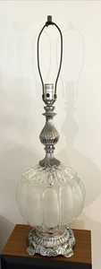 EF & EF Industries Hollywood Regency Frosted Bubble Glass 3-Way Table Lamp 32" - Picture 1 of 14