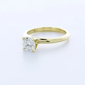 ANILLO SOLITARIO CLÁSICO PUNTA ORO 18K CORTE REDONDO DIAMANTE CREADO EN LABORATORIO E/VVS2 1,2 QUILATES - Imagen 1 de 3