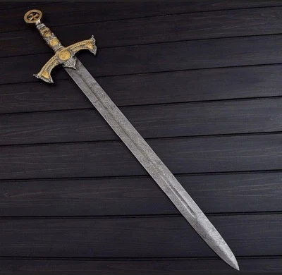 Espada Vikinga Forjada a Mano Damasco Acero Afilado Listo para Batalla Gran Espada Medieval Foto 1 de 4