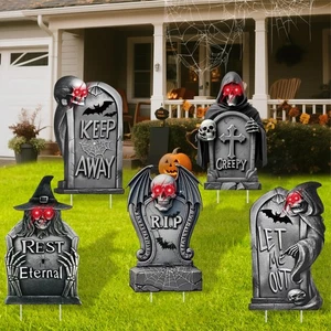 Halloween Deko Outdoor Friedhof Grabsteine, 5 Stück Halloween Hof Schild... - Bild 1 von 6