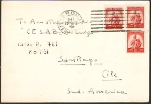 2164 CARTOLINA QSL DALL'ITALIA AL CILE 1948 VERONA - Foto 1 di 2
